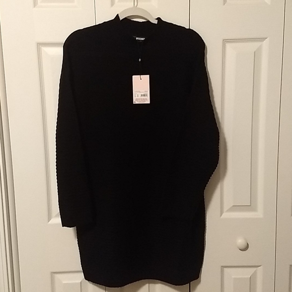 🆕⭐GORGEOUS⭐Misguided BLACK SWEATER/DRESS NWT - Picture 4 of 8